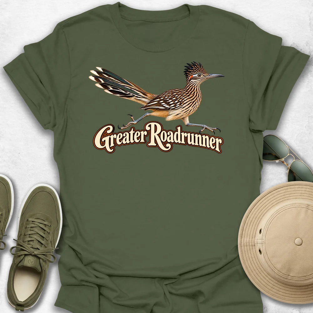 Greater Roadrunner in Mid-Stride with Name T-Shirt