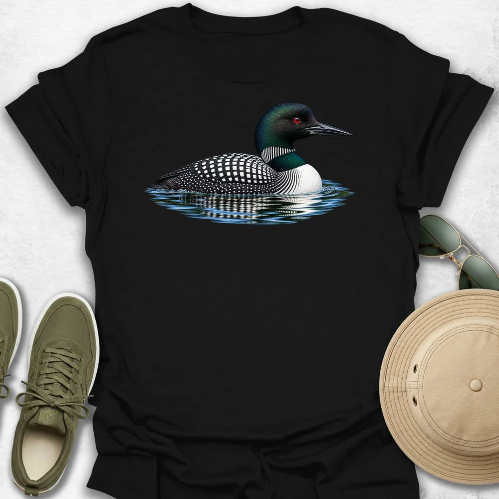 Common Loon with Rippling Reflection T-Shirt