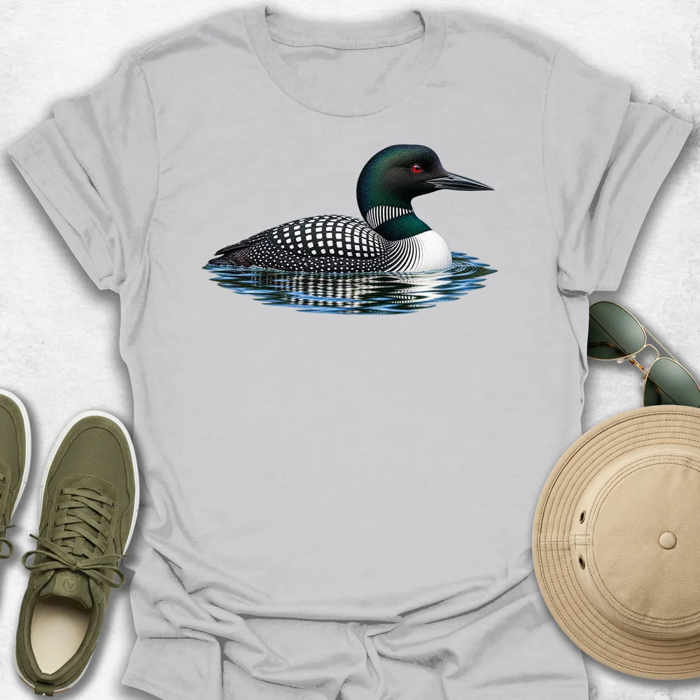 Common Loon with Rippling Reflection T-Shirt