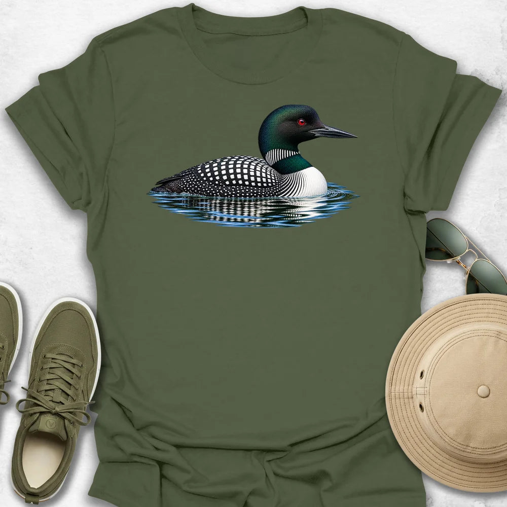 Common Loon with Rippling Reflection T-Shirt