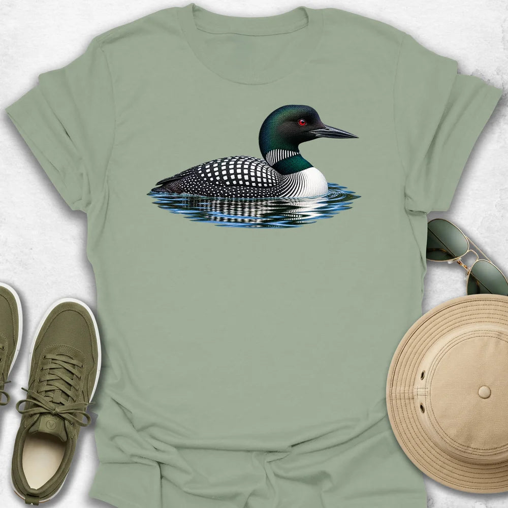 Common Loon with Rippling Reflection T-Shirt