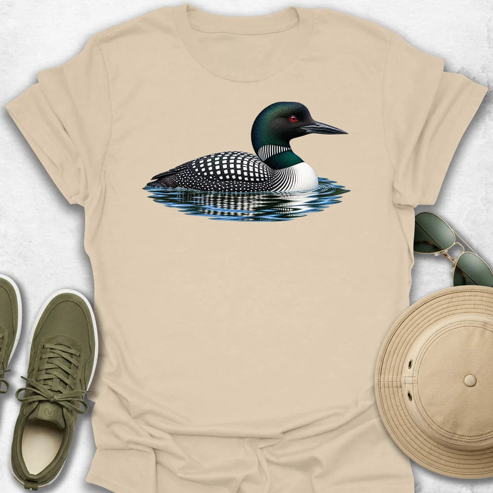 Common Loon with Rippling Reflection T-Shirt