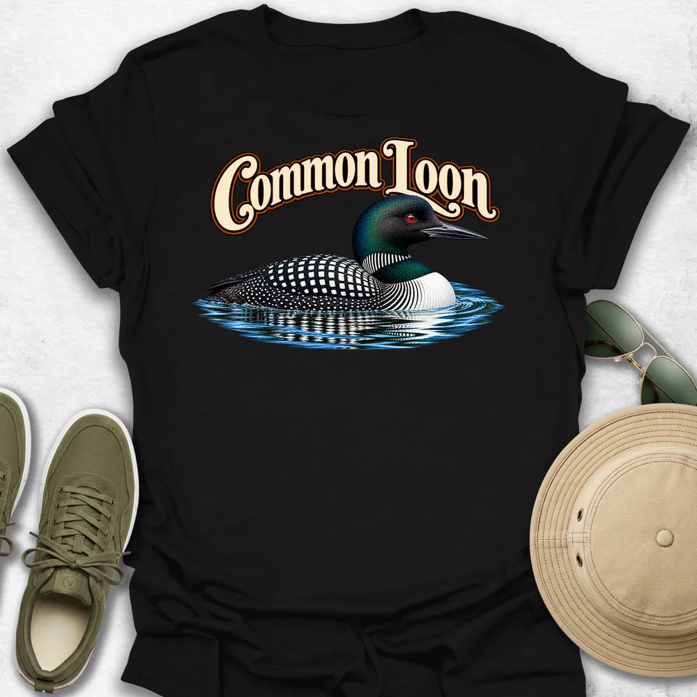 Common Loon with Rippling Reflection with Name T-Shirt