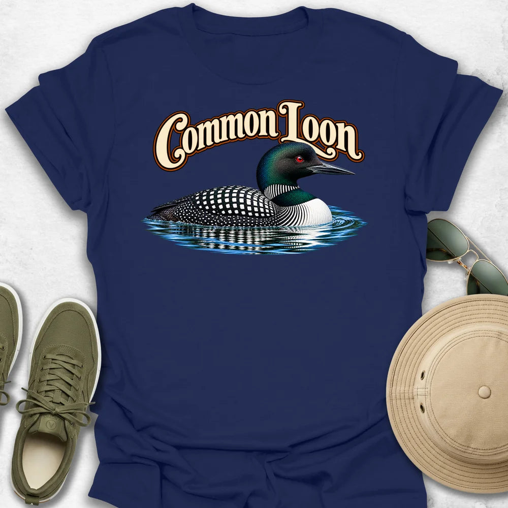 Common Loon with Rippling Reflection with Name T-Shirt