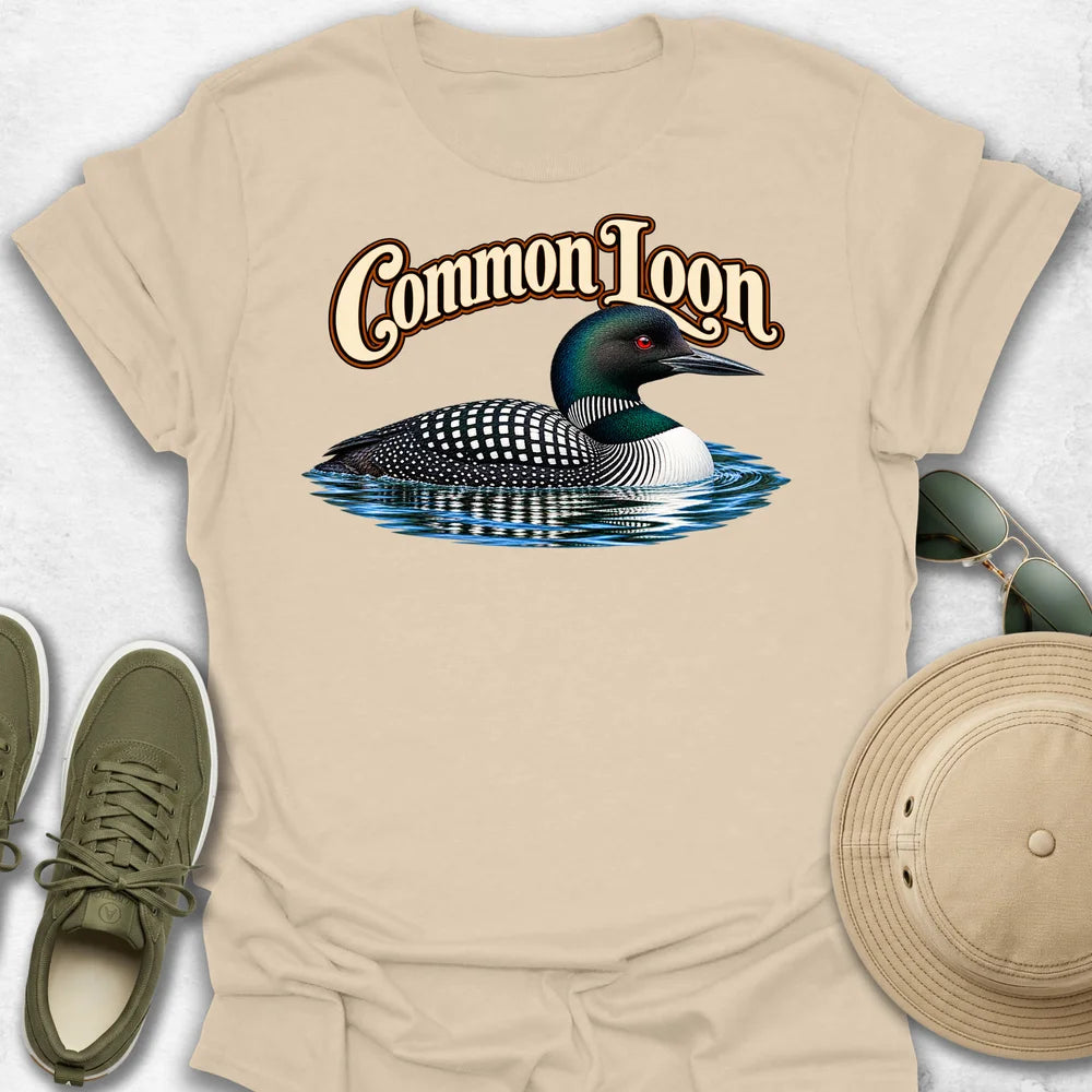 Common Loon with Rippling Reflection with Name T-Shirt