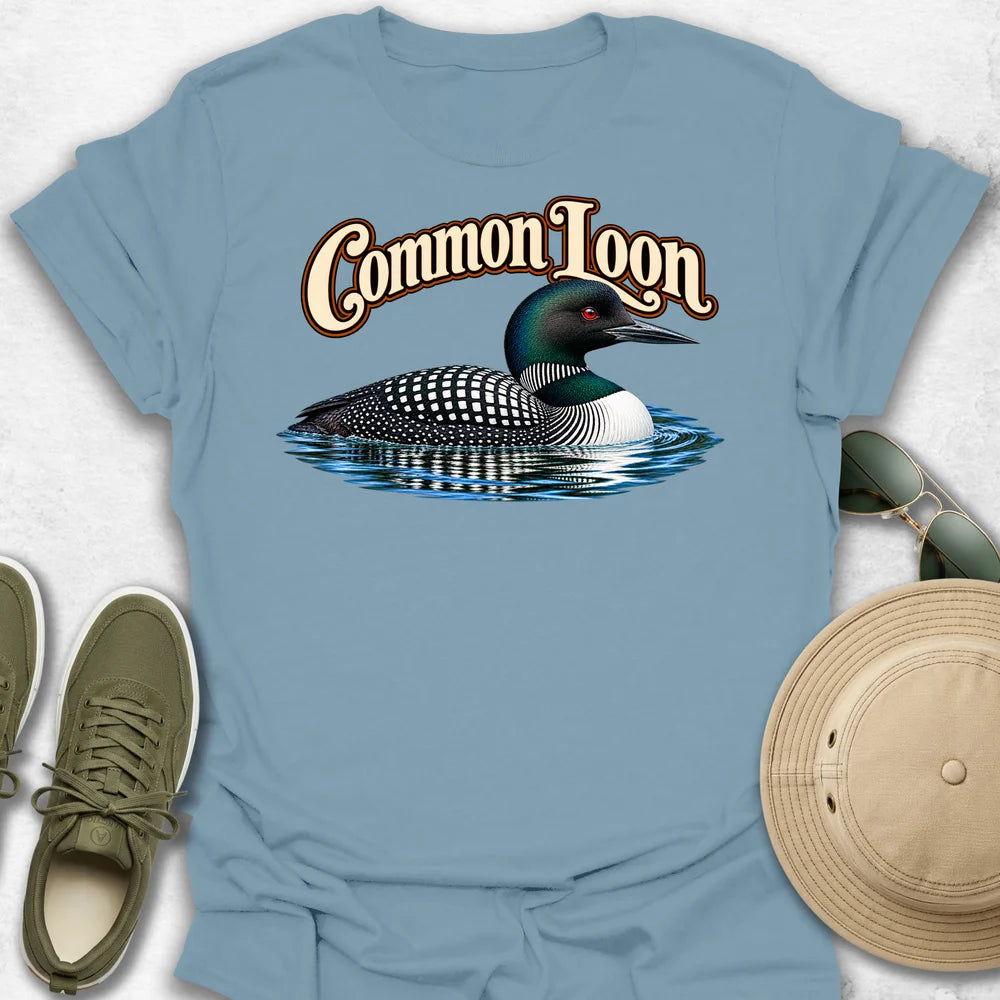 Common Loon with Rippling Reflection with Name T-Shirt