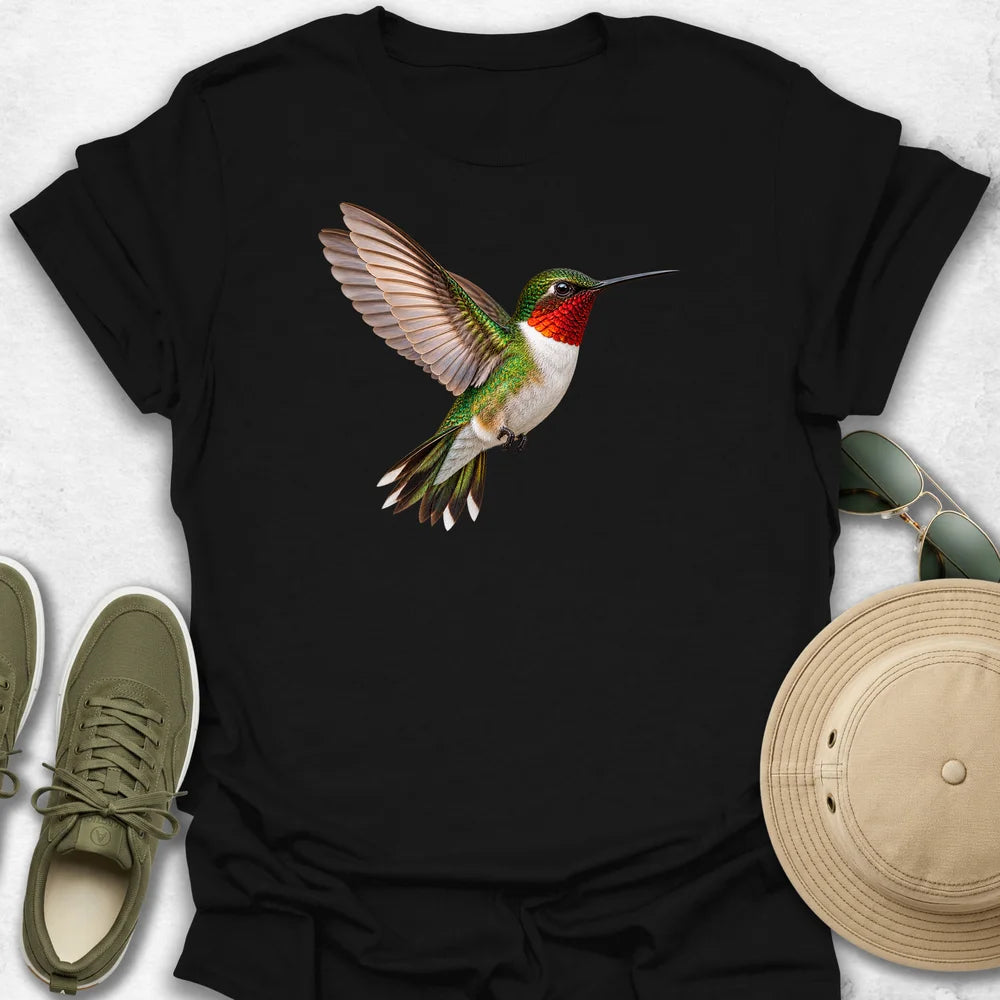 Ruby-Throated Hummingbird in Flight T-Shirt