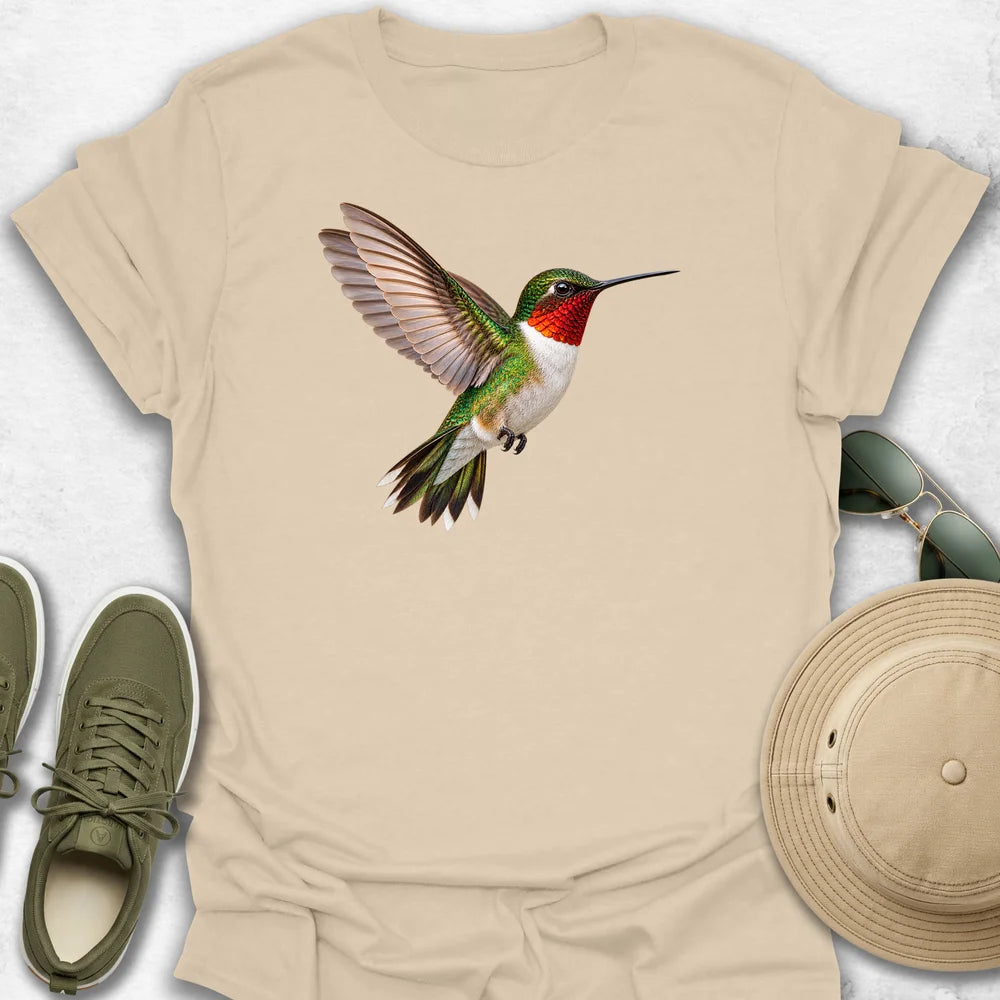 Ruby-Throated Hummingbird in Flight T-Shirt
