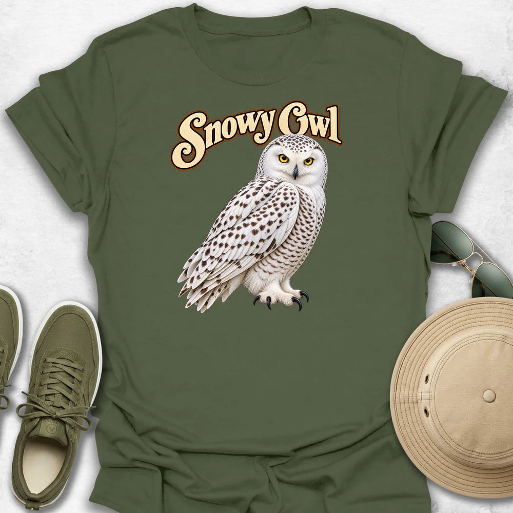 Mottled Snowy Owl with Name T-Shirt