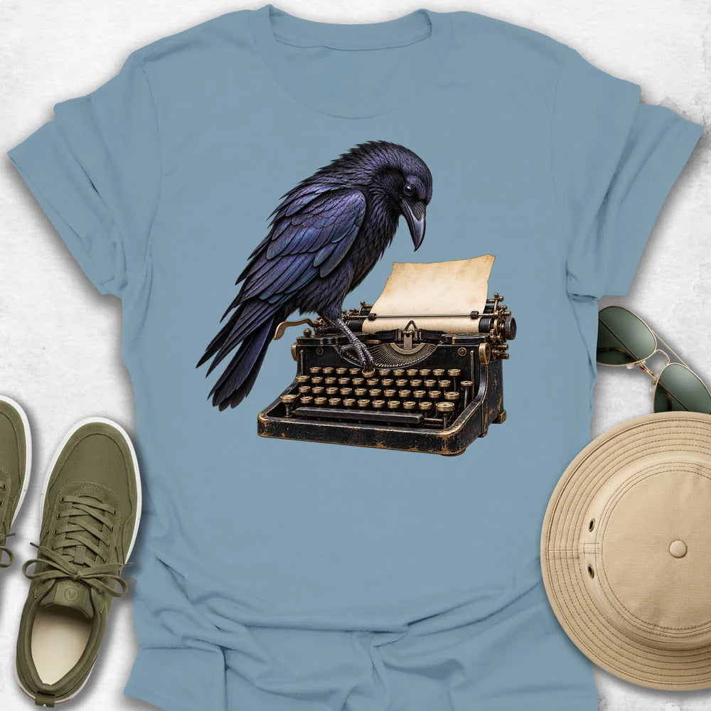 Raven Typing T-Shirt in Stone Blue
