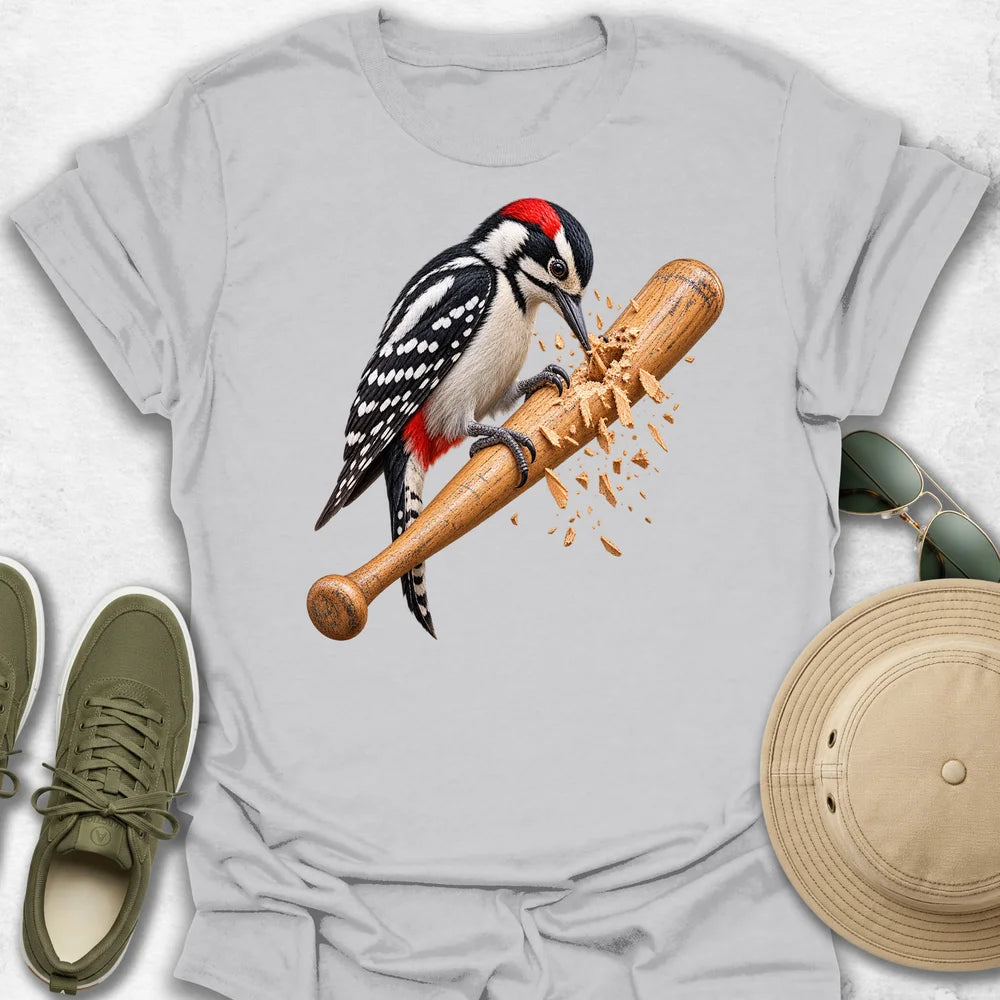 Woodpecker Drilling a Baseball Bat T-Shirt