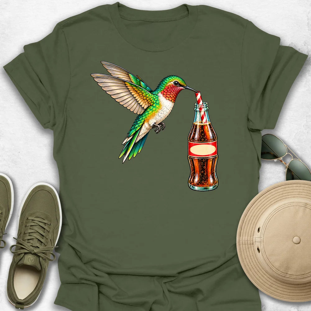 Hummingbird Sipping Vintage Soda T-Shirt