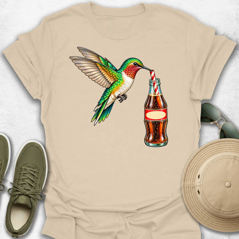 Hummingbird Sipping Vintage Soda T-Shirt