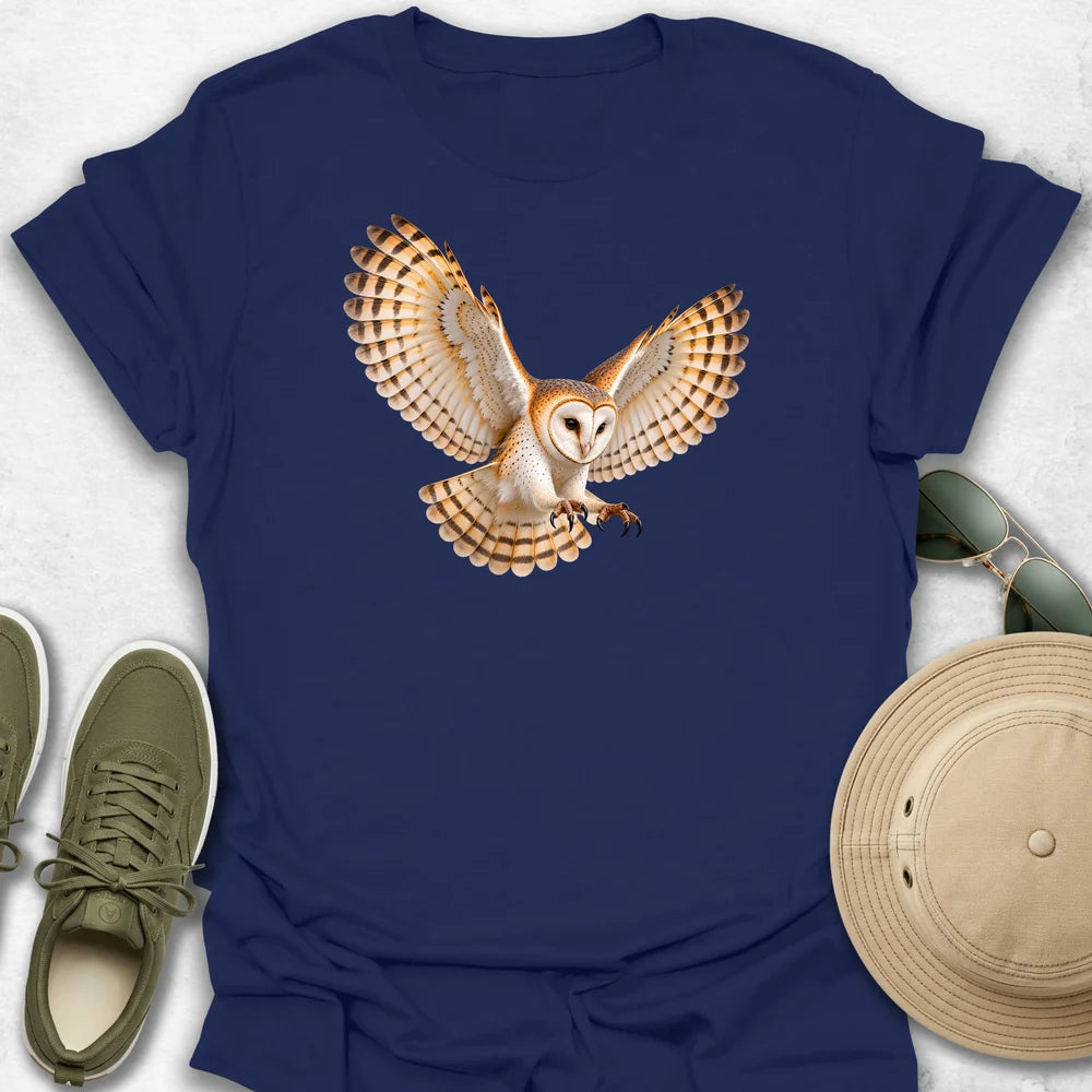 Barn Owl in Flight T-Shirt in Navy