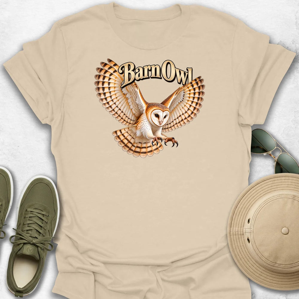 Barn Owl in Flight with Name T-Shirt