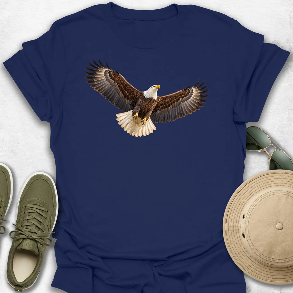 Majestic Bald Eagle in Flight T-Shirt in Navy