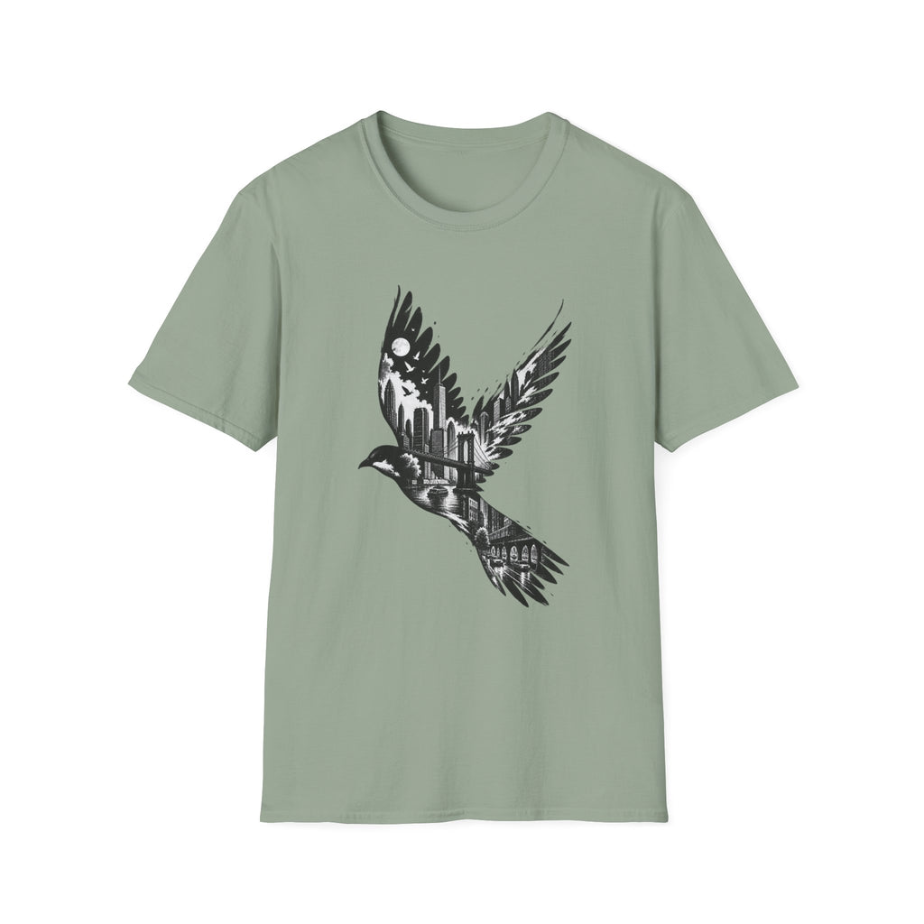 New York Cityscape Bird in Flight T-Shirt