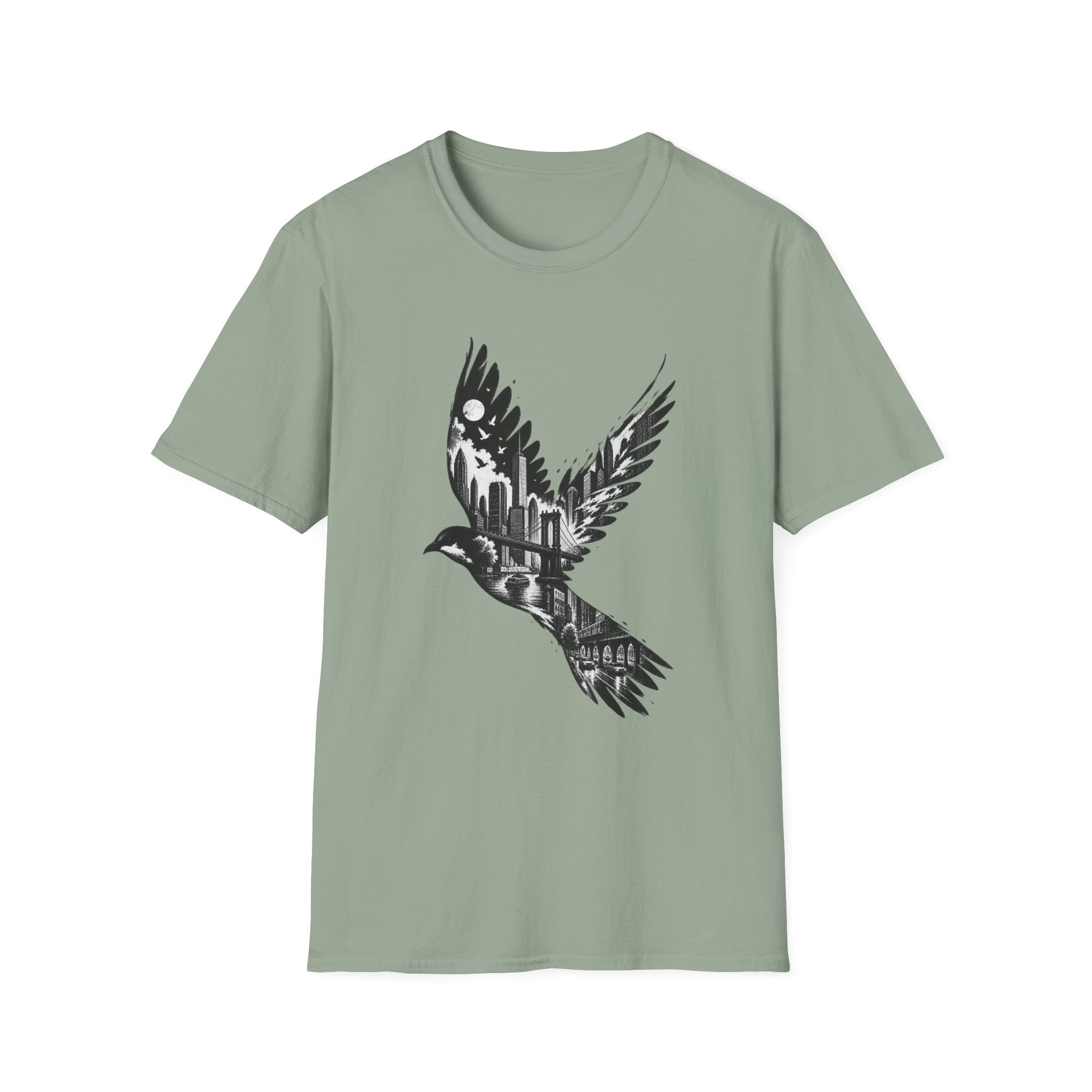 New York Cityscape Bird in Flight T-Shirt