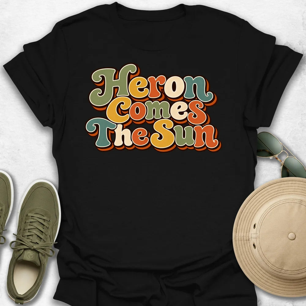 Heron Comes The Sun T-Shirt in Black
