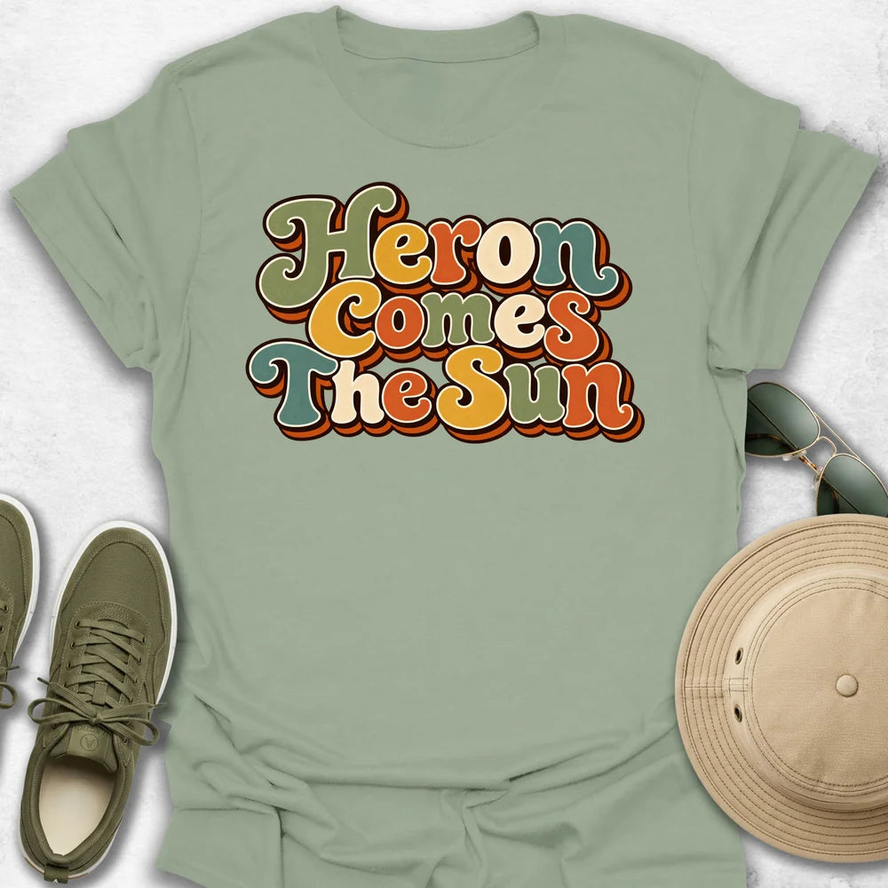 Heron Comes The Sun T-Shirt in Sage