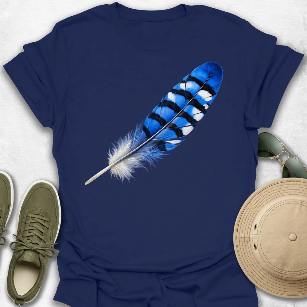 Blue Jay Feather T-Shirt in Navy