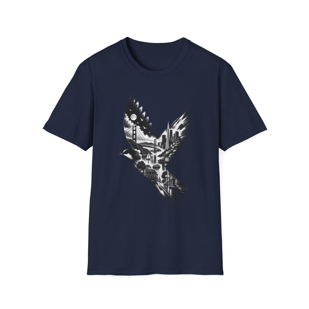 San Francisco Cityscape Bird in Flight T-Shirt