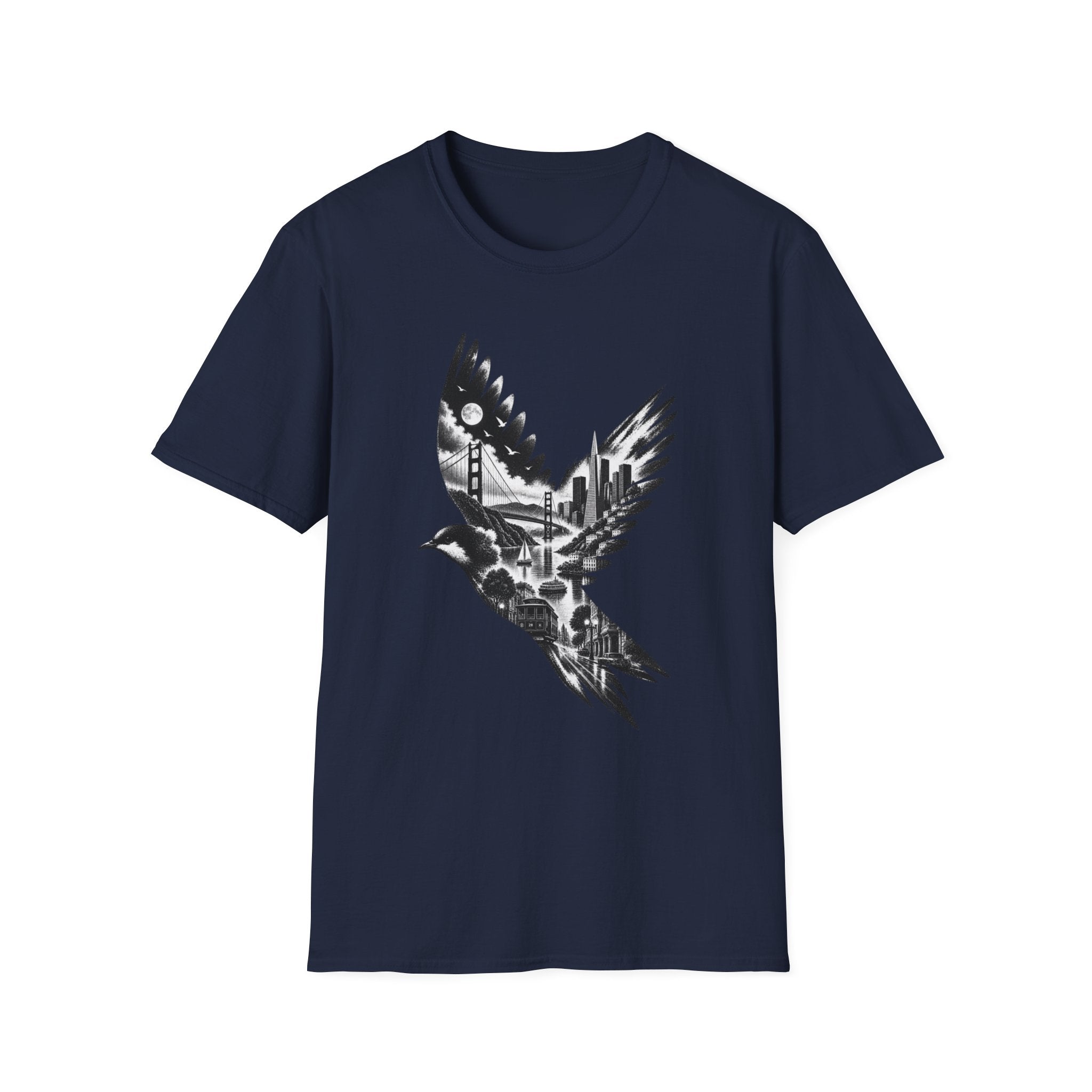 San Francisco Cityscape Bird in Flight T-Shirt
