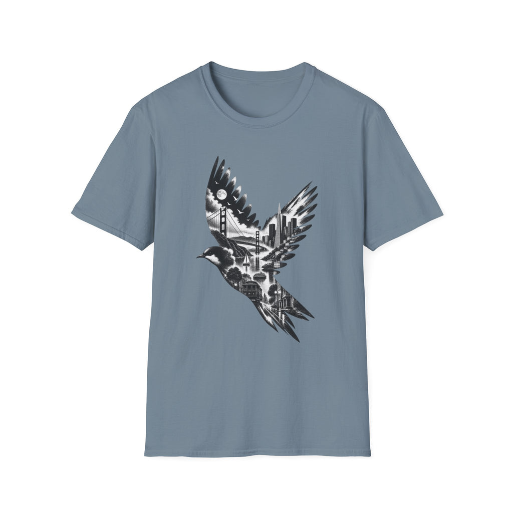 San Francisco Cityscape Bird in Flight T-Shirt