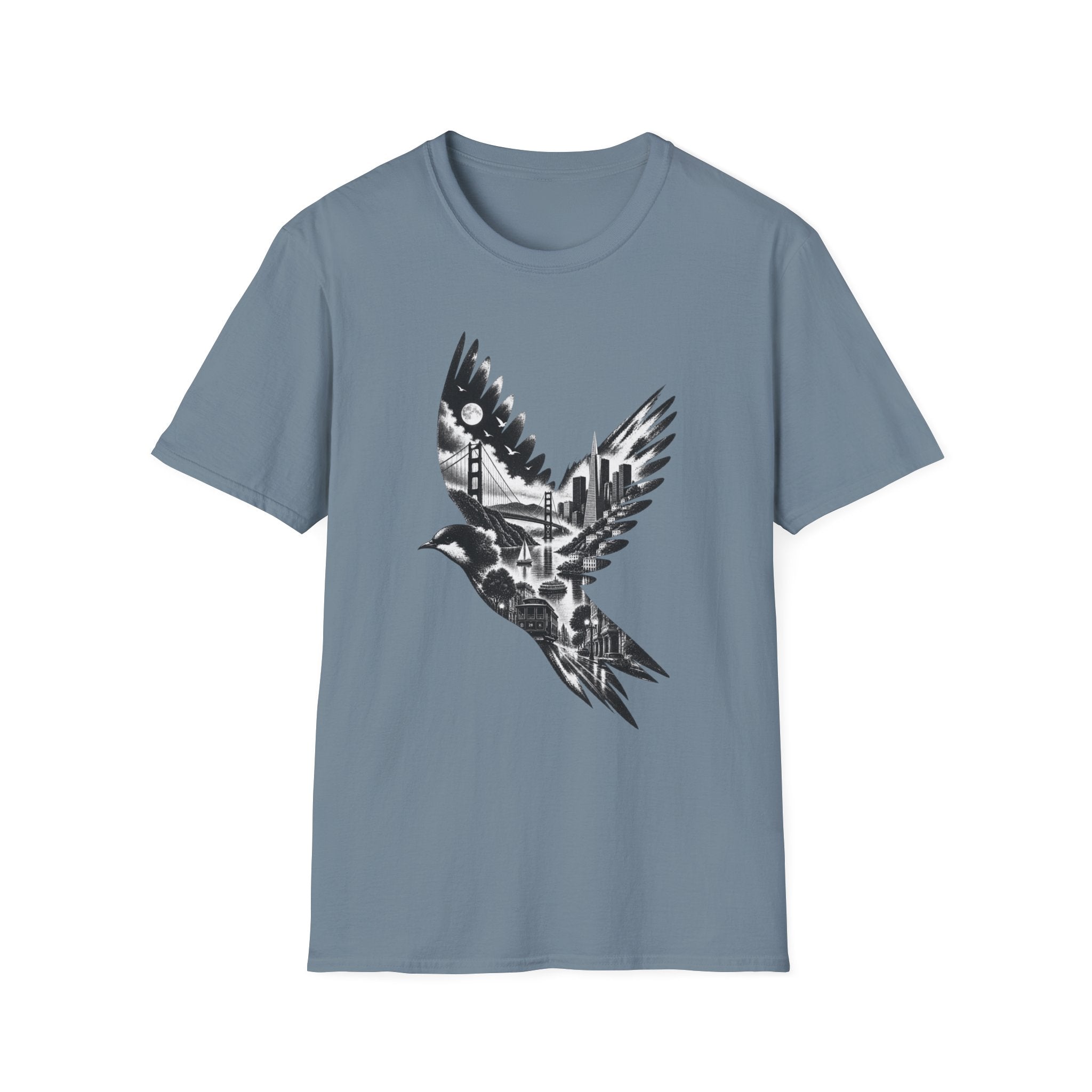 San Francisco Cityscape Bird in Flight T-Shirt